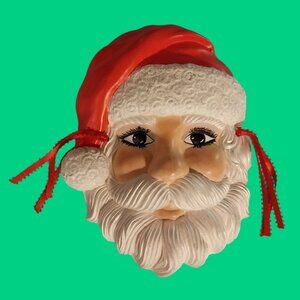 Vintage Ceramic Christmas Classic Santa Claus 9 inch Wall Hanging Mask